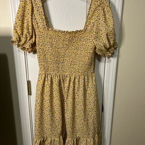 Carmed Hearts Yellow Textured Dress